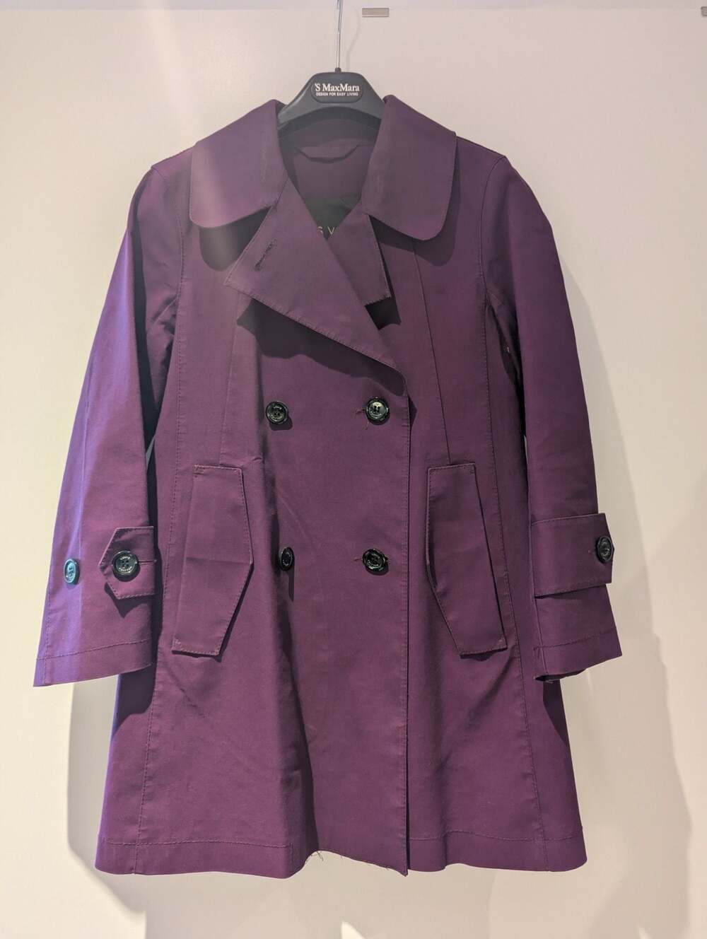 Louis Vuitton Purple Mackintosh Trench Coat Size 34 Made In France